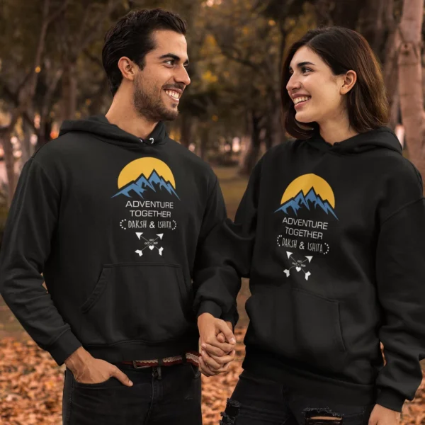 Customized Couple Hoodies with Names & Wedding Date – Personalized Gift - Image 4